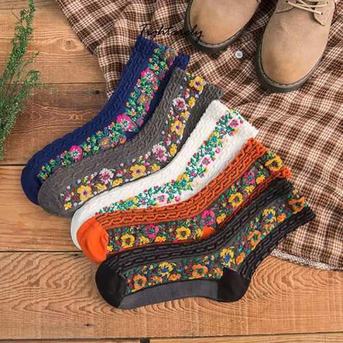 Vintage Embroidered Floral Women Socks(🎁New Year Sale)-A*