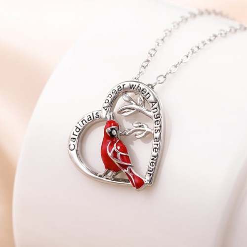 💕Valentine's Day Sale - 🐦Cardinal Heart Pendant Necklace