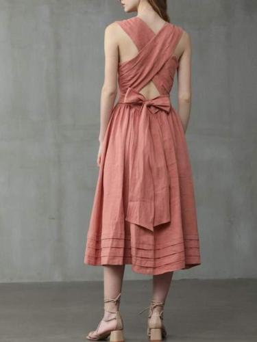 Cross-Backed Cotton And Linen Dress