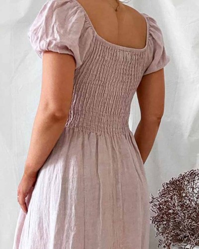 Backless off-Shoulder Chest Wrap Long Linen Dress