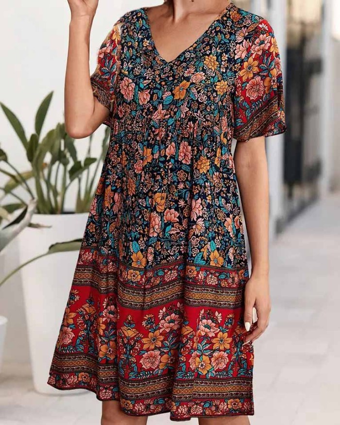 Vibrant Floral Print Dress