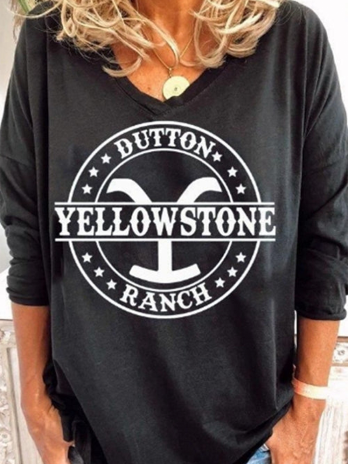 Casual Loose Printed Pullover Long Sleeve T-Shirt