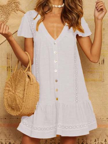 Women's cotton linen simple loose dress