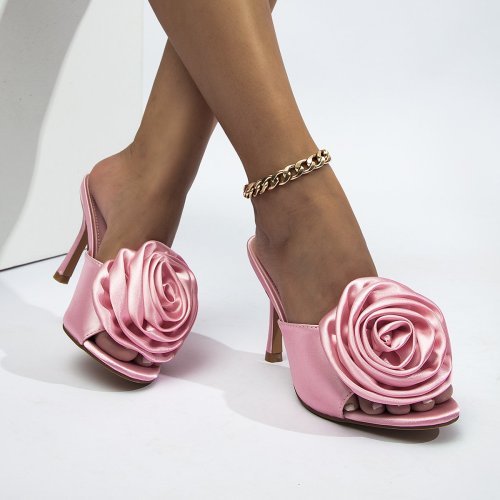 Fashionable Floral High-heeled Sandals