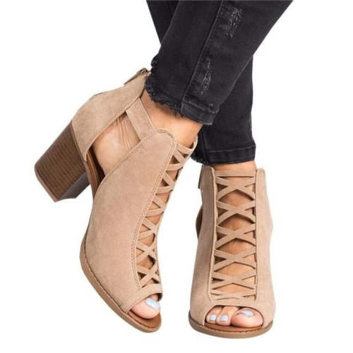 Women Fish Mouth Exposed Toe High-Heeled Sandals