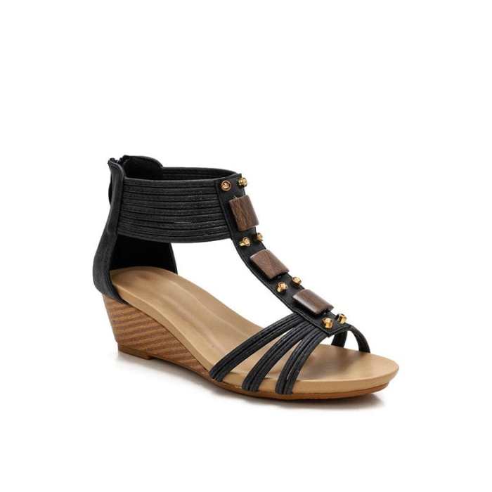 Strappy Beads Wedge Sandals