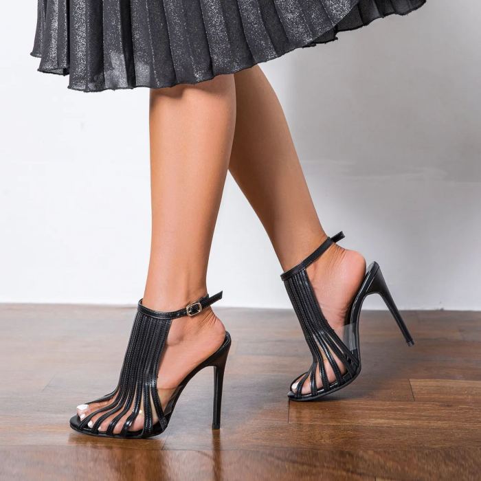 Women Multi Strap Adjustable Buckle Stiletto Heels