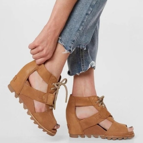 Lace-Up Wedge Sandals