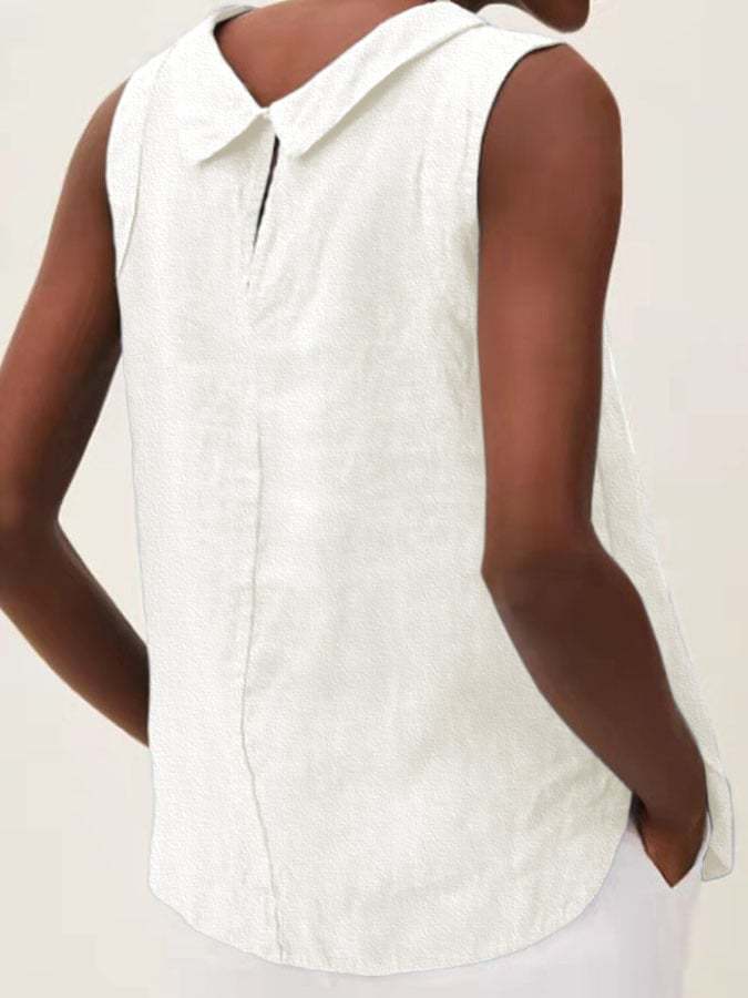 Solid Color Cotton And Linen Vest