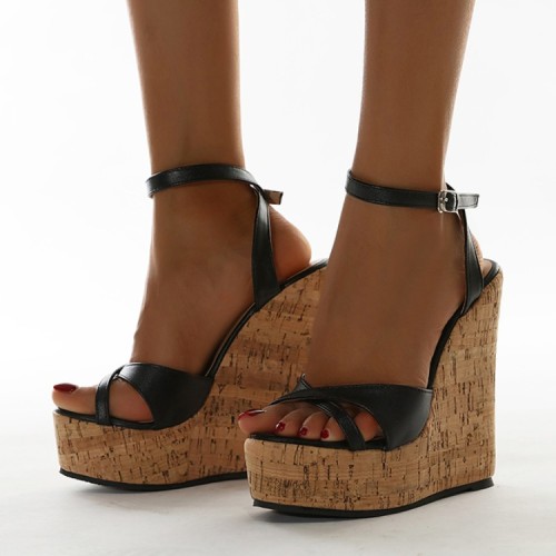 Roman style simple slope with high heeled sandals