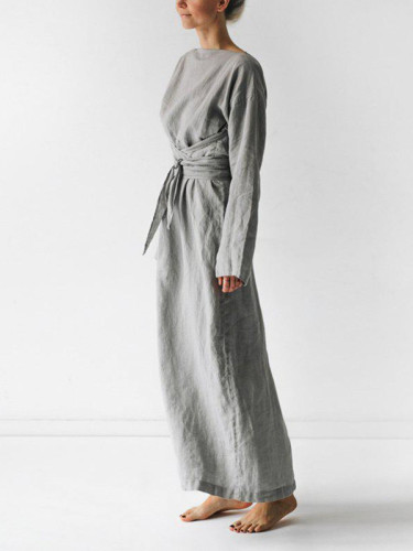 Oversize Tied Side Slit Maxi Dress