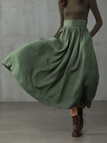 Vintage High Rise Pleated Wide Skirt