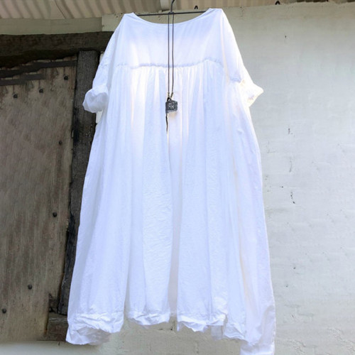 Vintage Plain Round Neck Short Sleeve Mini Dress