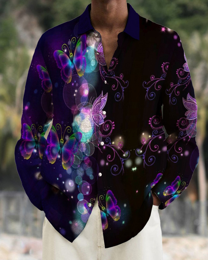 Men's Prints long-sleeved fashion casual shirt 7785