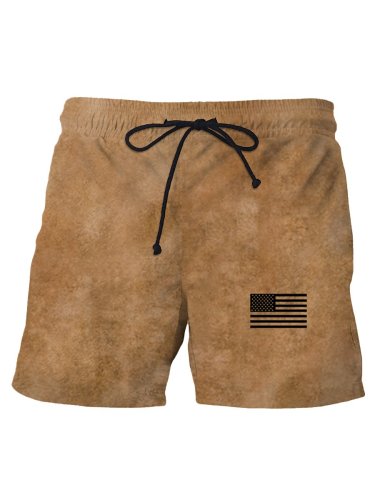 Cool Style Flag Skull Print Veterans Day Independence Day Beach Shorts