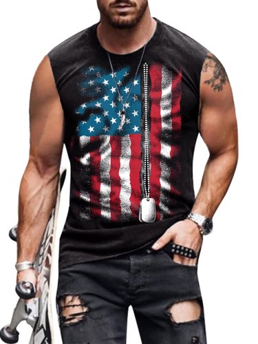 Men's Sleeveless T-shirt 4th of July Shirts Muscle Tank Top Graphic Gym Workout American Flag Shirt