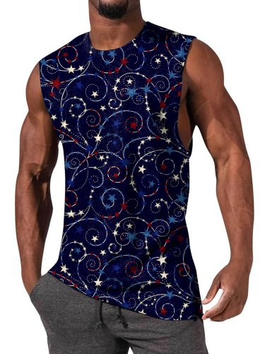 Men's T-shirt Casual Independence Day Flag Print Sleeveless T-Shirt