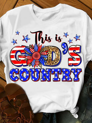 This Is God's Country 4th Of July Print Short Sleeve T-Shirt