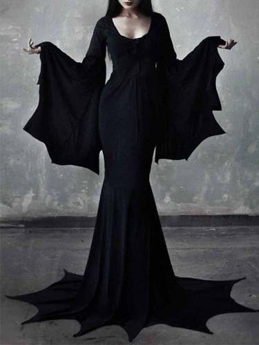 Women's Halloween Witch Cropped Maxi Dress