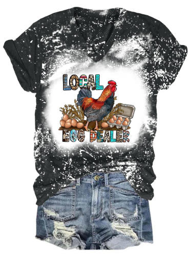Women's Funny Local Egg Dealer Tie Dye Print T-Shirt