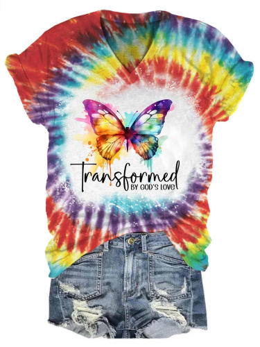 Women's Tie Dye Butterfly Print T-Shirt