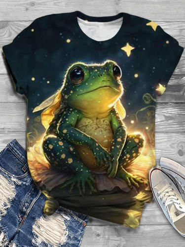 Women's Funny Star Frog Print Top