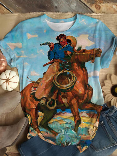 Western Cowboy Crew Neck T-shirt
