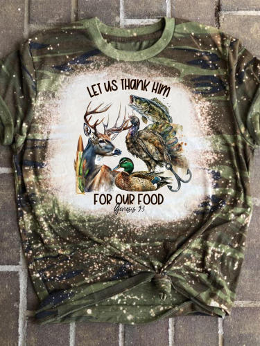 Let Us Thank Him For Our Food Camouflage Short Sleeve T-Shirt