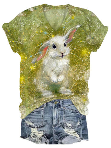 Animal Rabbit V-Neck T-Shirt