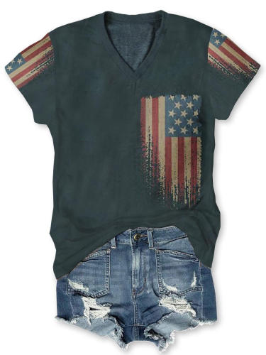 Vintage Distressed American Flag Women's T-Shirt