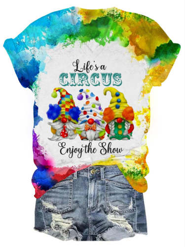 Life's a Circus Enjoy the show Clown Gnomes V-Neck T-Shirt