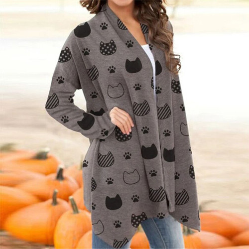Halloween and Cat Casual Cardigan Jacket