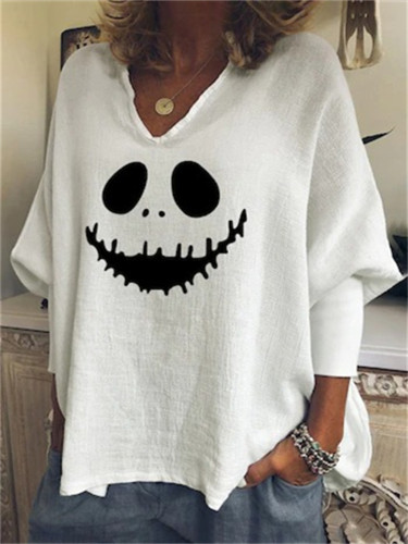 Spooky Ghost Face Print Oversize Tunic