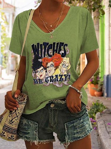 Vintage Witches Be Crazy Print T-Shirt