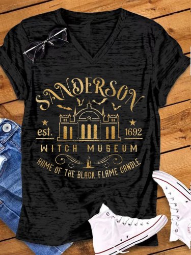 Women's Sanderson Witch Museum Est.1693 Print Snowflake Dot T-Shirt