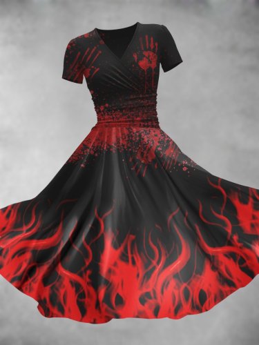Women's Halloween Flame Artistic Maxi Dress