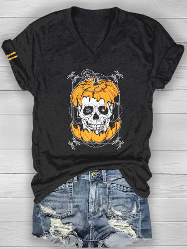 Women's  Jack-o-lantern Skull T-shirt