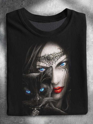 Black Cat Witch Halloween T-shirt