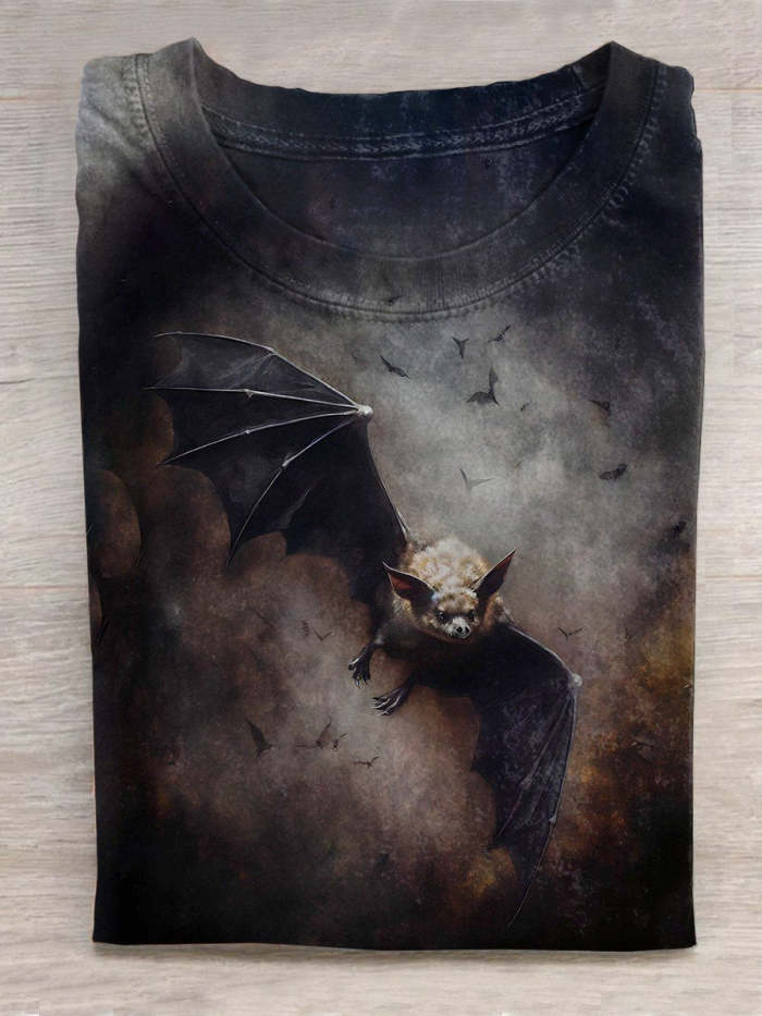 Unisex Halloween Bat Print Casual T-Shirt