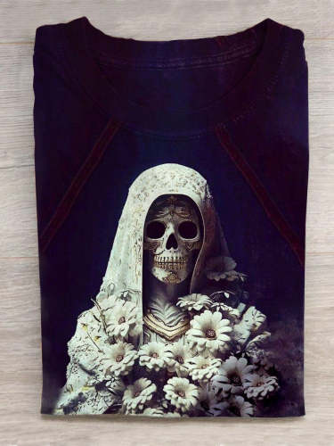 Unisex Halloween Grim Reaper Print Casual T-Shirt