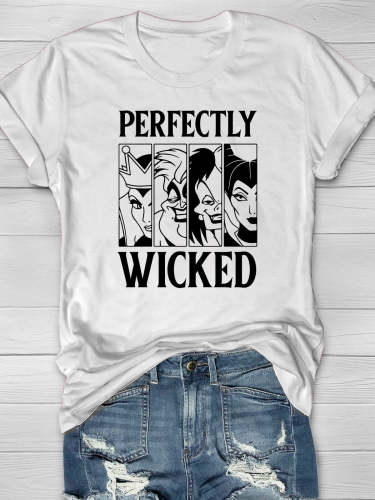 Women's Halloween Perfectly Wicked Casual Print T-shirt