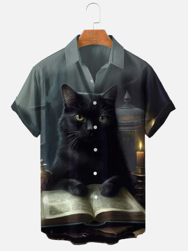 Men's Halloween Black Cat Shirt