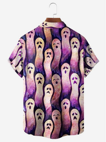 Men's Hawaiian Ghost Ghost Halloween Casual Print Shirt