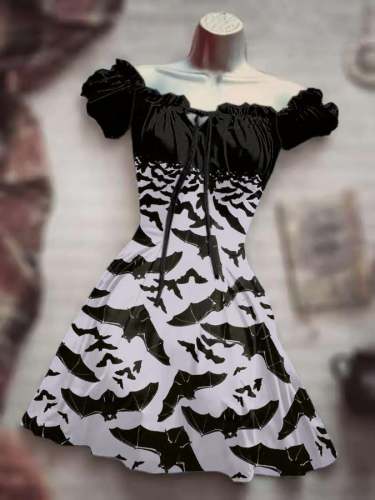 Women's Vintage Bat Print Dress