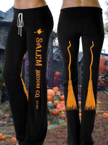 Women's Halloween Salem Broom Co. EST 1692 Wide-Leg Casual Pants