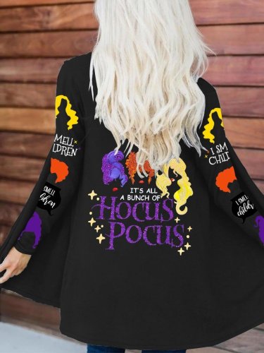 Women's Halloween It’s Just A Bunch Of Hocus Pocus Casual Long-Sleeve Cardigan