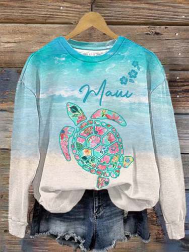 Women's Maui Sea Turtle Print Sweatshirt