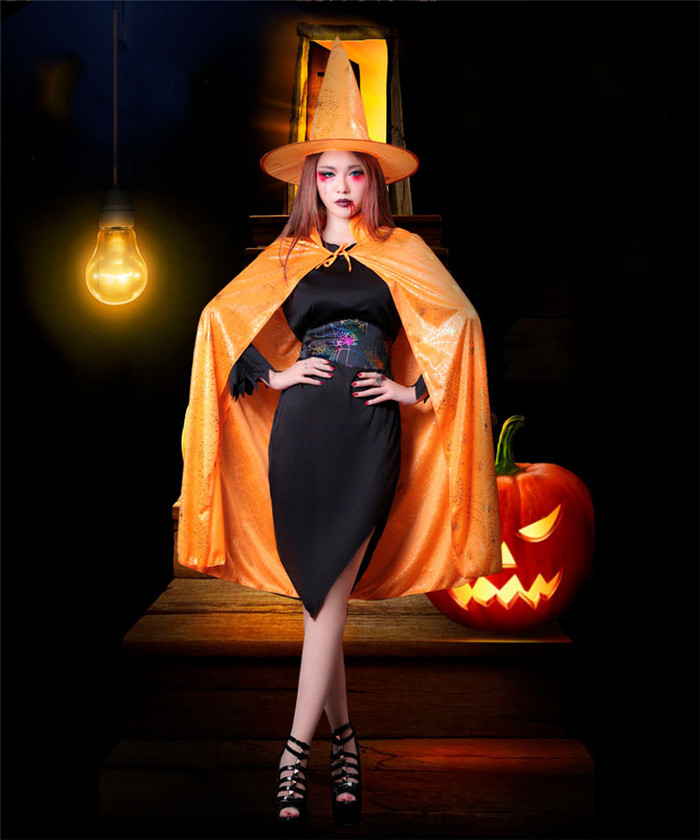 Witch Adult Woman Cloak Cosplay Costume and Hat