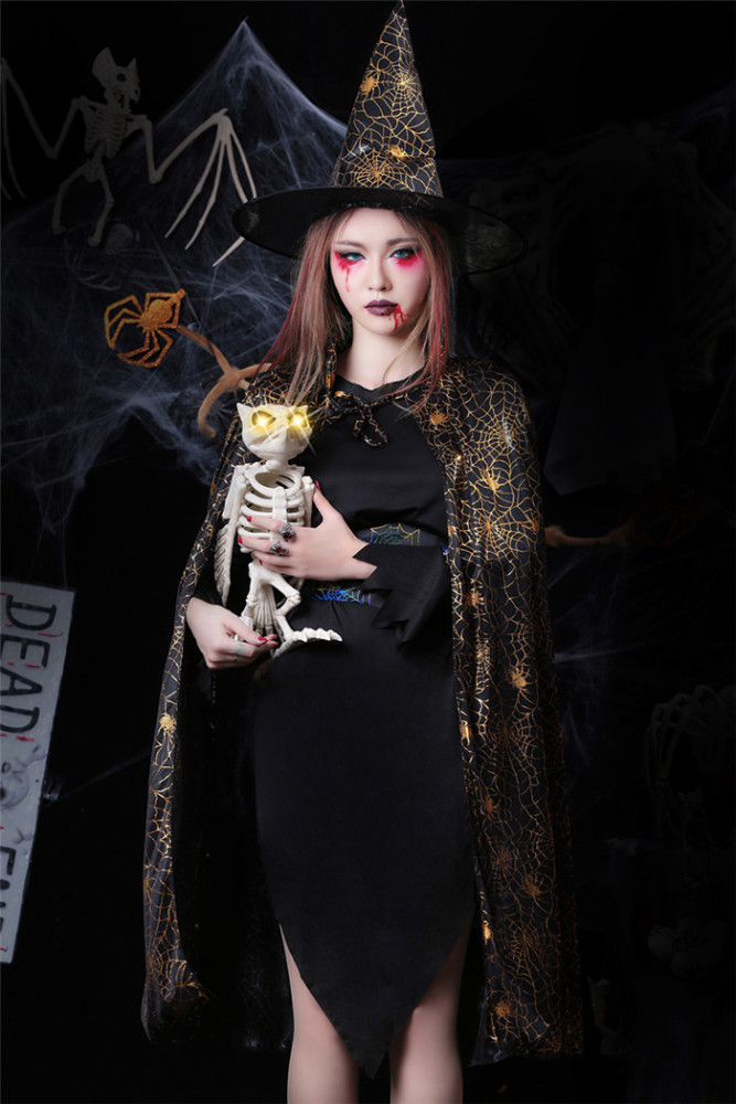 Witch Adult Woman Cloak Cosplay Costume and Hat