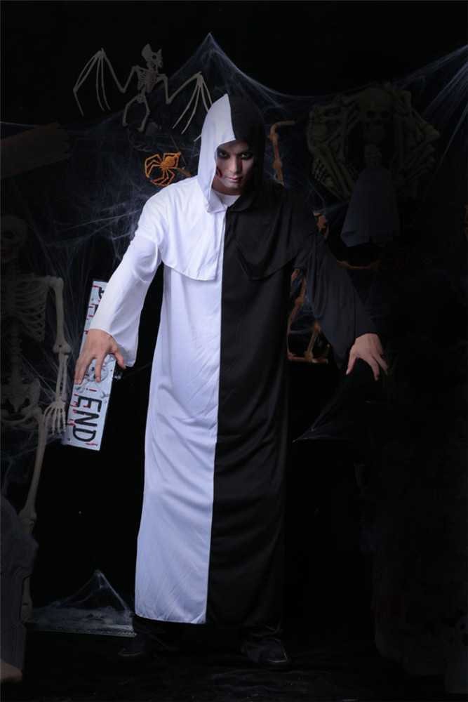 Ghost Adult Man and Woman Robe Halloween Costume with Cap